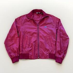 Vintage Izod Lacoste Windbreaker Jacket Mens S Red Nylon Full Zip 80s Harrington